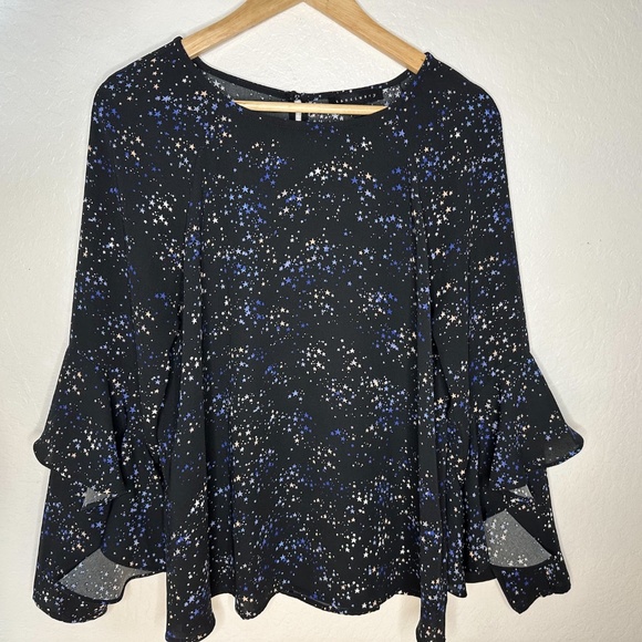 Sanctuary Blouse - Star Print with Ruffle Sleeves - Size MEDIUM M - Picture 2 of 11